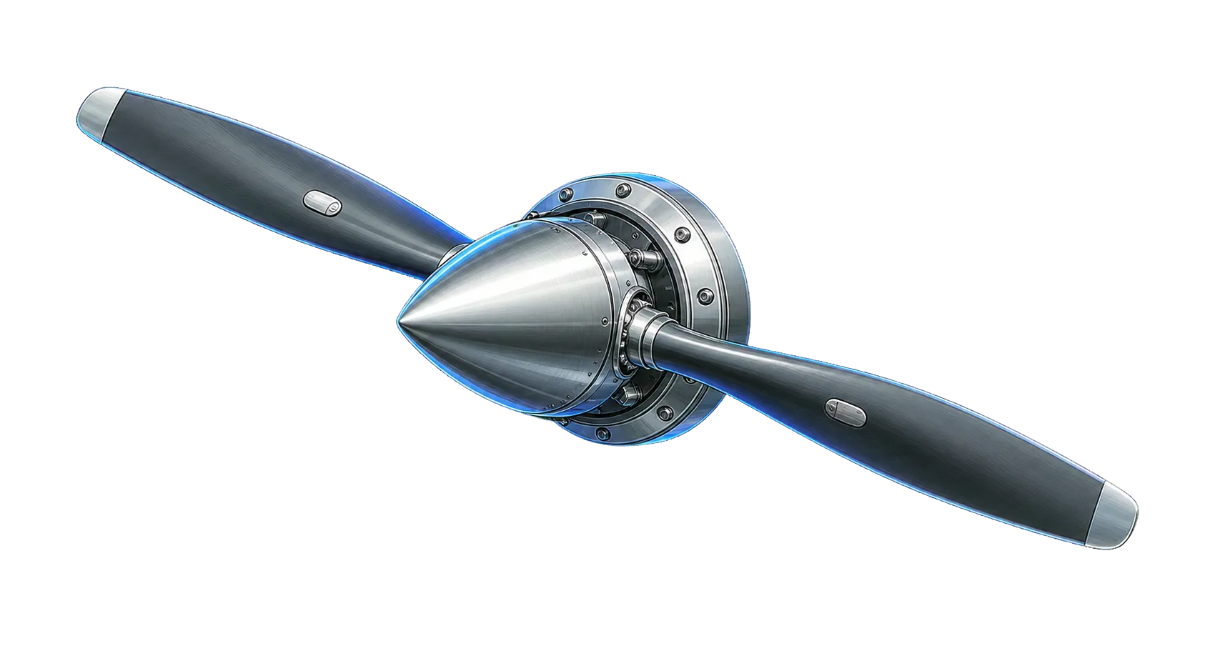 Technical illustration of an aircraft propeller assembly